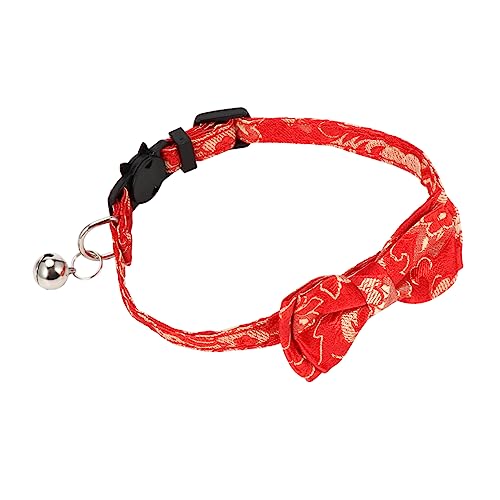 FONDOTIN 1Stk Haustierhalsband Glückshalsband Kettenarmbänder dekorative Haustiere Bellen Tür Kitten Halsband Verstellbares Halsband Haustier-Kragen Pet Glocke Halsring Stoff Orange von FONDOTIN