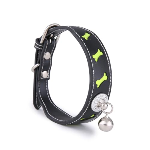 FONDOTIN 1Stk Haustierhalsband mit Glocke cutermesserser Verstellbarer Schultergurt Reflektierendes Hundekette Hundehalter Hunde-Tracker aus PU- Hund Black von FONDOTIN