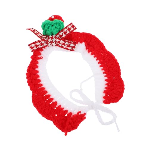 FONDOTIN 1stk Gestricktes Katzenhalsband Hundeweihnachtskostüm Weihnachtskatze Gestrickter Kragen Handgefertigtes Haustierhalsband Weihnachtshundehalsband Pet Weihnachtskostüme Garn Mode von FONDOTIN