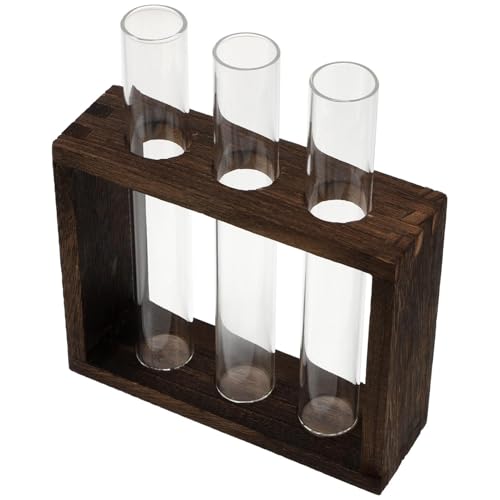 FONDOTIN 1stk Holzrahmen Hydroponische Ornamente Anlage System Hängende Gläser Röhrenvase Auto Prüfen Reagenzgläser Vermehrung Desktop-pflanzvase Container Bausatz Vasen Korb Flasche Glas von FONDOTIN