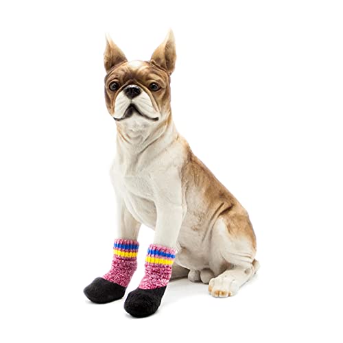 FONDOTIN 2 Paar Socken Für Booties Socken Mit Hundegriff Hundesocken Graue Socken Hundegriff Socken Schneeschuhe Für Hunde Weihnachtshundekleidungszubehör Warme Stiefel Weihnachten von FONDOTIN