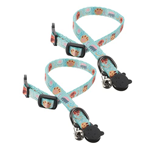 FONDOTIN 2 Stück Katzenhalsband Abreiß Für Welpen Katze-Geburtstags-Bandana Wurf Katze Und Katzenspielzeug Luftkatzenmarke Katzenhalsbänder -air-Tag Glocke Kragen Polyester von FONDOTIN