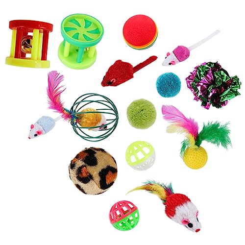 FONDOTIN 24 Stück Interaktives Kätzchen Spaß Set Kätzchen Spielmatte Katzenangel Mit Federn Futterspielzeug Und Kauspielzeug Für Optimale Beschäftigung Und Spaß Für Zuhause von FONDOTIN