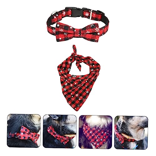 FONDOTIN 2St Haustier-Weihnachtsset Weihnachten Haustier Cosplay benutzerdefinierte Weihnachtsstrumpf Stuffers Haustier Bowknot Kragen Krawatte dreieckiger Schal Zubehör Halsband Halskette von FONDOTIN