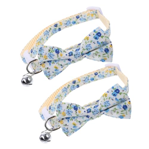 FONDOTIN 2St Kätzchen Zubehör Blumen-Katzenhalsband Halskette Tragbares Katzenhalsband entzückendes Katzenhalsband Katze klein geblümt schmücken Haustier Krawatte Polyester-Nylon von FONDOTIN