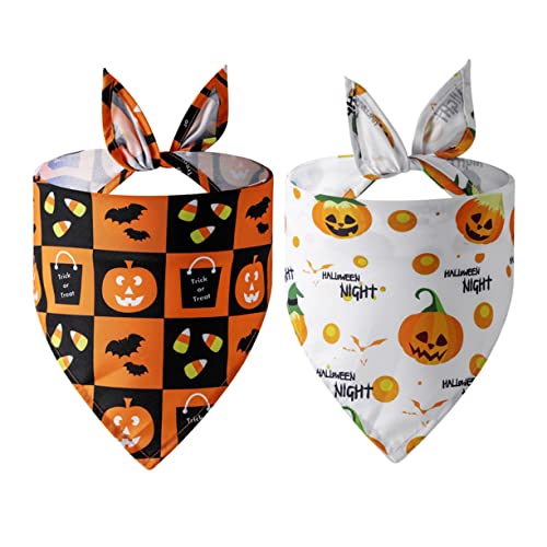 FONDOTIN 2st Dreieckstuch Für Haustiere Haustierschal Hundebandana Taschentuch Halloween-Bandana Für Hunde Halloween-hundelätzchen Hundehalstücher Halloween Polyester von FONDOTIN