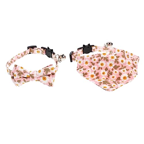 FONDOTIN 2st Katzenhalsband Kätzchen-Kragen Glockenhalsband Für Katzen Katze Lätzchen Katzenhalsbänder Kamerahalsband Für Katzen Katzenkrawatte Haustierhalsbänder Für Katzen Baumwolle Rosa von FONDOTIN