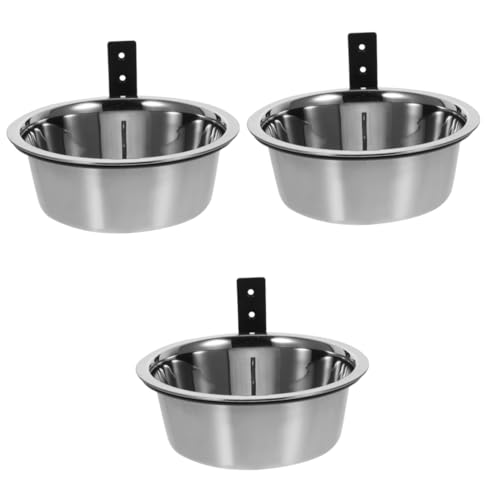 FONDOTIN 3 Sätze An der Wand befestigter erhöhter Hundenapf Futternapf für Kaninchen Outdoor-Wasserschale pet Water Bowl Dog Food Bowl hängende hundenäpfe kleine Hundenäpfe Rostfreier Stahl von FONDOTIN