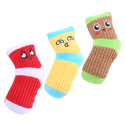 FONDOTIN 3 Stück Quietschende Socken Für Hunde Bissfestes Kauspielzeug Aus Strapazierfähigem Material Ideales Spielzeug Für Haustiere Zur Beschäftigung Und Zahnpflege von FONDOTIN