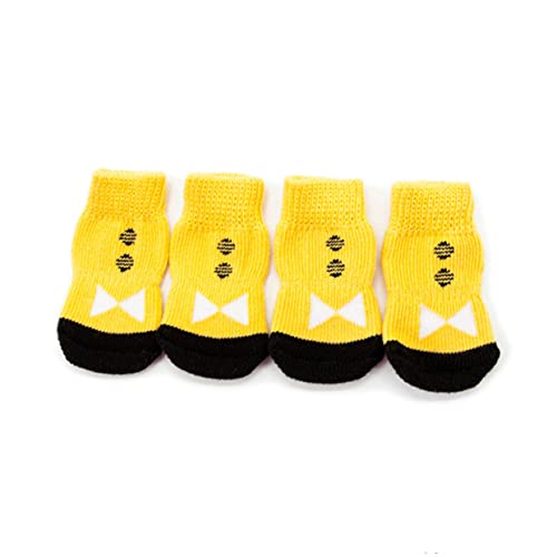 FONDOTIN 4 Stück Baumwollsocken für Haustiere Regenstiefel für Hunde Hundesocken Hundeschuhe für heißes Pflaster Verbandschuhe für Hunde pet Supplies hundepfoten sockenschuhe Yellow von FONDOTIN