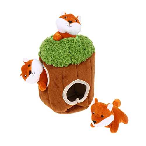 FONDOTIN 4 Stück Haustier Interactive Dog Toys interaktives Haustierspielzeug Cartoon-Tier- Welpe Hundeknochen Hund sucht Plüschtier Orange von FONDOTIN