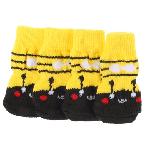 FONDOTIN Warme Socken für Hunde 4 Stück rutschfeste Beinsocken für Haustiere weiche Baumwolle verschleißfester Hundepfotenschutz tragbares Hundeschuhwerk von FONDOTIN