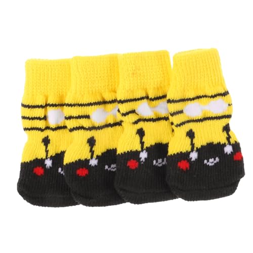 FONDOTIN 4 Stück Haustier socken warme Hundehausschuhe Katzenkrallenabdeckung Schutz socken für hundepfoten hundesocken Zubehör Fingernagel Baumwollsocken Stiefel Baumwolle von FONDOTIN