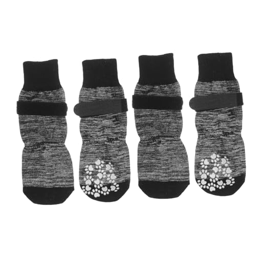 FONDOTIN 4 Stück Haustier socken Dackel Welpe hundepflegeprodukte hundekleidung Dog Accessories waschbare Socken aus Baumwolle tragbare Baumwollsocken Reine Baumwolle Black von FONDOTIN