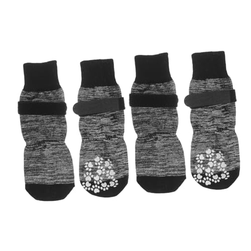 FONDOTIN 4 Stück Haustier socken Schuhe für hundepfoten hundesocken Dog Accessories Welpe Hunde-Hosenträgerstiefel Kauer atmungsaktiver Pfotenschutz Socken für Hund Reine Baumwolle Black von FONDOTIN