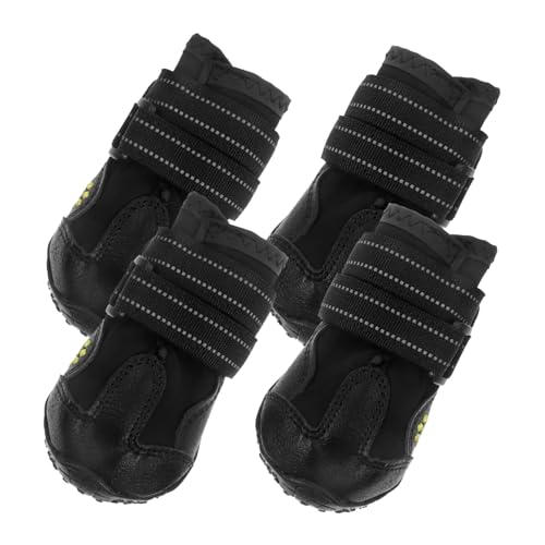 FONDOTIN Winterschuhe für Hunde 4er-Pack Haustier-Hundestiefel Schneestiefel Pfotenschutz warme Bequeme Hundeschuhe Schwarz Größe 3 von FONDOTIN