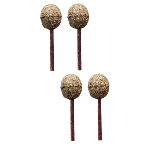 FONDOTIN 4 Stück Katzenminzball Katzenminze-Sticks Katzenminze Bälle Katzenwand Katzenminze Lutscher Katzenspielzeug Katzenlutscher Katzenrad Katzenbälle Backenzähne Taktstock Brown Hölzern von FONDOTIN