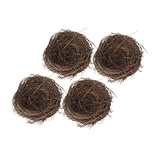 FONDOTIN 4 Stück Kröte Rattan Vogelnest vogeleiern deko Mini vogelnester Easter Egg Decoration osterdekoration vogelhaus einzigartig das Vogelnest künstlicher AST schmücken falsches Nest von FONDOTIN