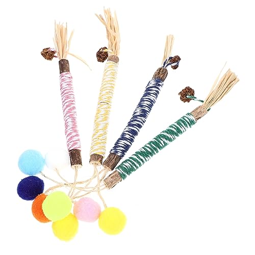 FONDOTIN 4 Stück Zahnkaustab Für Katzen Silvervine Sticks Katzenspielzeug Silvervine Für Katzen Katzenspielzeug Mit Katzenminze Katzenkaustäbchen Kauen Polygonum Holz Haustierzubehör von FONDOTIN