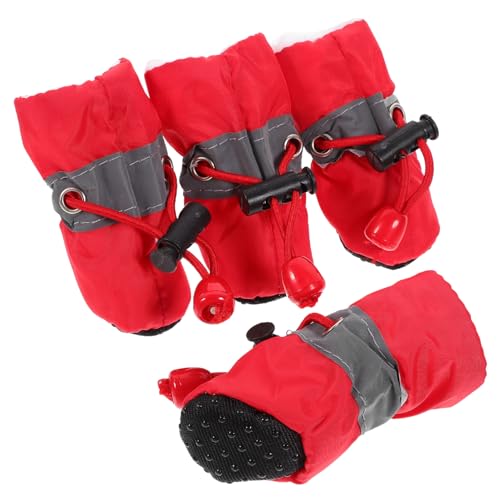 FONDOTIN 4 Stück rutschfeste Haustierschuhe Kleine Hundeschuhe Praktische Hundestiefel Hundestiefel Für Regen Hundestiefel Mit Kordelzug Schützende Haustierschuhe Hundeschuhe von FONDOTIN