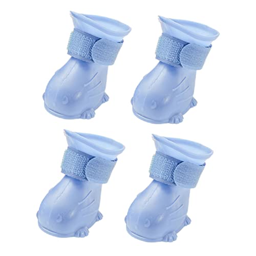 FONDOTIN 4er Set wasserdichte Hunderegenstiefel rutschfeste Regenboots Für Hunde Outdoor Haustier Regenstiefel Hellblau Größe von FONDOTIN