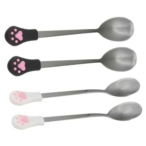 FONDOTIN 4er Set Edelstahl öffel Für Haustiere Hundenapf Und Katzennapf öffel Edelstahl Tierfutterlöffel Für Katzen Und Hundefutter Mit Katzenkrallen Design Und von FONDOTIN