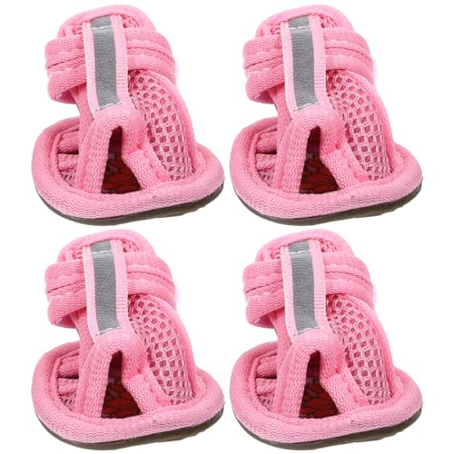 FONDOTIN 4er Set Sommer Atmungsaktive Hundesandalen Für Hunde rutschfeste Hundeschuhe Aus Mesh Material Größe 3 Perfekt Für Outdoor Aktivitäten von FONDOTIN