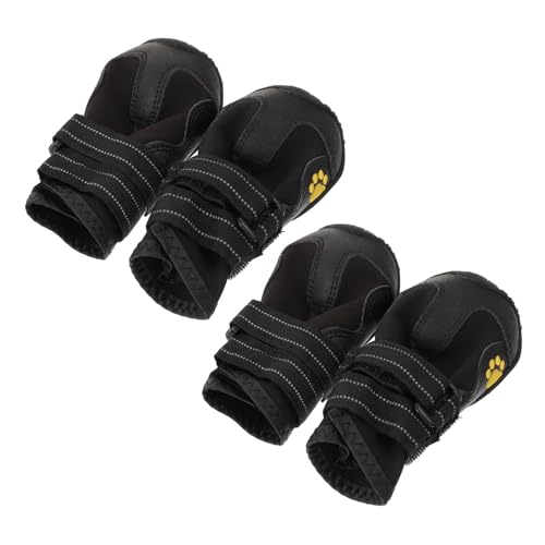 FONDOTIN Hunde-Wanderschuhe Haustier-hundepfotenschuhe Schnee-hundestiefel Größe 6 Warm Wasserabweisend Haustier-Schuhe Schwarz von FONDOTIN