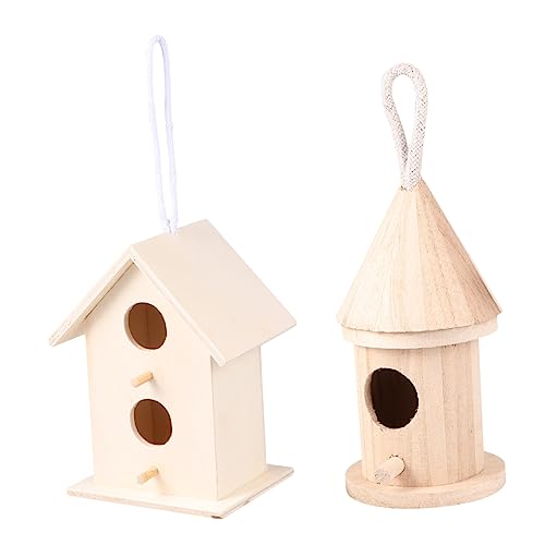 FONDOTIN 5 Stück DIY Vogelhaus Bausatz Zum Bemalen Unvollendete Holz Anhänger Für Kreative Garten Deko Vogel Nistkasten Und Schmuck Für Den Innenbereich Holzfarbe von FONDOTIN