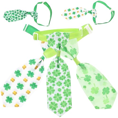 FONDOTIN 5 Stück Haustier Krawatte hundegeschenk katzengeschenke Kühlbandana für Hunde ständer für hundenapf Haustierbindungen für Katze st. Patrick Tageshaustierkrawatten Polyester Green von FONDOTIN