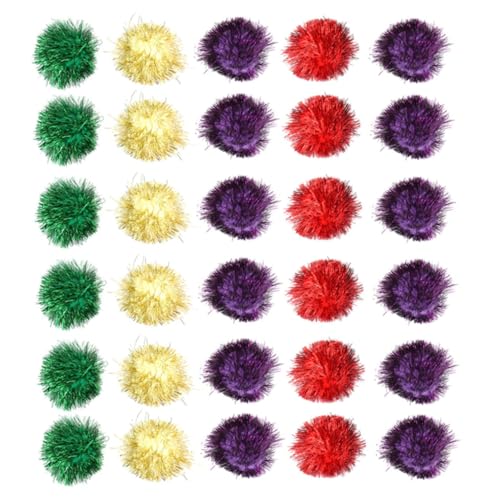 FONDOTIN 50 Stück Haustier Glitzerkugeln Für Katzen Flauschige Katzenbälle Poms Zappelt Katzenspielzeug, Flauschige Bälle Kätzchenspielzeug Funkeln Lametta Glitzerpapier Colorful von FONDOTIN