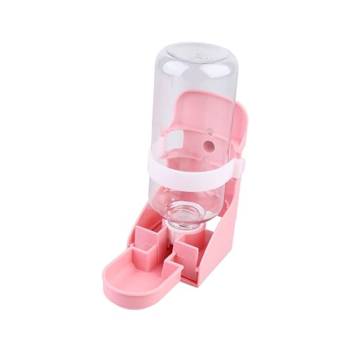 FONDOTIN 500 Ml Auslaufsicherer Automatischer Haustier Wasserspender Für Hunde Katzen Und Andere Tiere Käfigmontierte Wasserflasche Rosa Ideal Für Schweine Und Kleine Haustiere von FONDOTIN