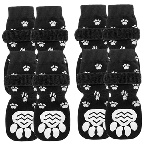 FONDOTIN 8st Hundesocken Strumpffüller Für Welpen Socken Für Hunde Kätzchen Booties Haustier Socken Für Katzen Katzenschuhe Hundeschuhe Für Große Hunde Black Reine Baumwolle von FONDOTIN