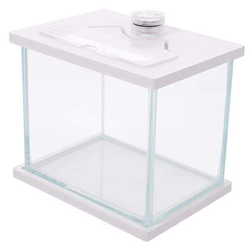 FONDOTIN Aquarium hochzeitsdeko hochzeitsdeco zierfische Trendiges Fischglas Home Decoration kleine Behälter Tank Netz Fischbecken aus Glas Zubehör für die Fischfütterung zu Hause Weiß von FONDOTIN