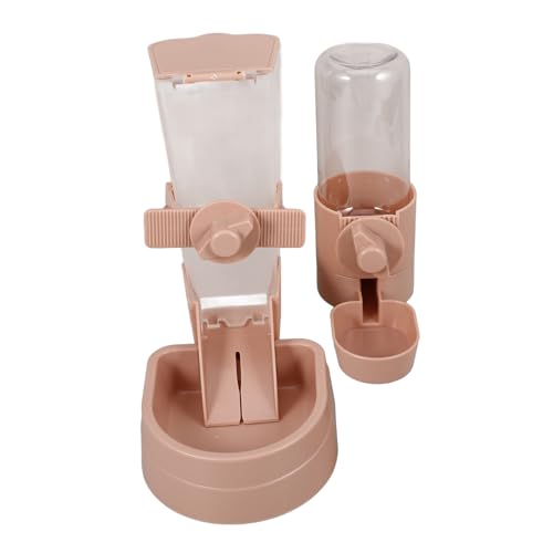 FONDOTIN Automatischer Pet Wasser Und Futterspender Für Hunde Katzen Und Kätzchen 1 Set Mit Integriertem Trinkbrunnen Und Futterstation Pink Ideal Für Haustiere Und Einfache von FONDOTIN