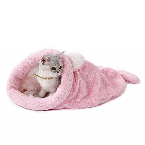 FONDOTIN Hundehaus Bett Zwinger Katzenschlafsack Hund+ Katze Schlafsack Vier Jahreszeiten Schlafsack Katzennest Hundematte Hundehütte Zwingerkatze Rosa Haustier von FONDOTIN