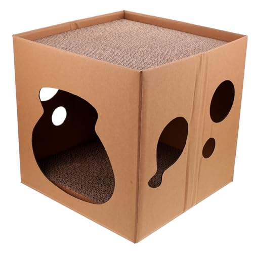 FONDOTIN Cat Cardboard House Cat Pardboard Kätzchen Karton Kratzer Horizontaler Katzenkratzer von FONDOTIN