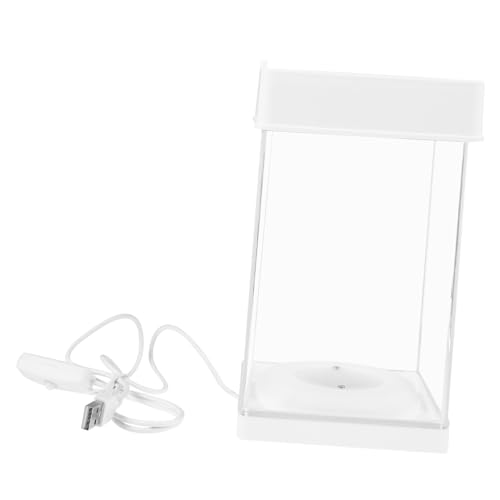 FONDOTIN Desktop-Aquarium Fischaquarium aus Kunststoff Aquarienbecken dekoratives Aquarium Goldfischglas aus Kunststoff leichtes Aquarium kleines Aquarium Fischbecken klein Plastik Weiß von FONDOTIN