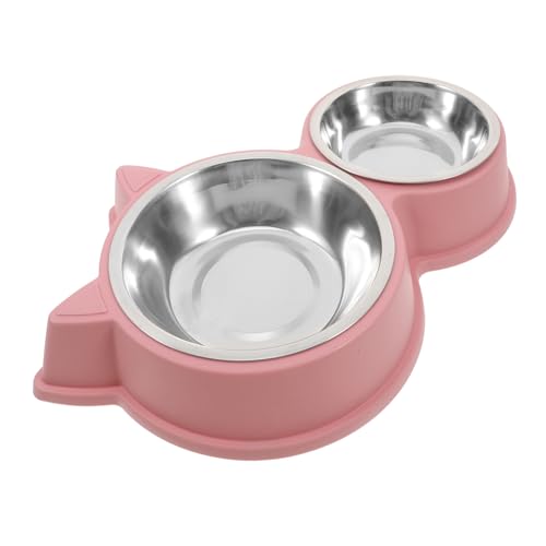 FONDOTIN Doppelnapf-Set Für Hunde, Edelstahlnäpfe, Erhöhter Boden, Ideal Für Kleine Bis Große Haustiere, Futterlösung Für Hunde, Katzen, Welpen, Rosa von FONDOTIN