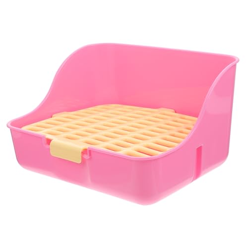 FONDOTIN Kaninchen Toilette Ecktoilette Für Kleintiere Töpfchen Trainer Aus Haustier Urinbox Für Kaninchen Meerschweinchen Und Frettchen Pink Zufällige Netzfarbe von FONDOTIN