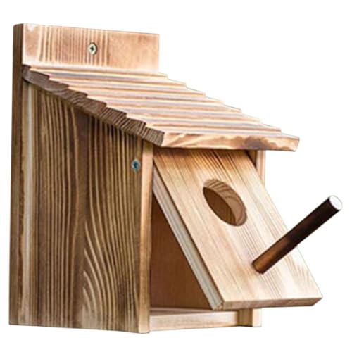 FONDOTIN Garten Holz Vogelhaus Aus Naturbelassenem Holz Hängevogel Brutnest Für Wildvögel Witterungsbeständig Und Langlebig Ideal Für Den Garten Einfach Aufzuhängen von FONDOTIN