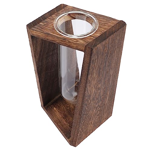 FONDOTIN Glasvase Vasen Für Blumen Kleine Vase Container Blumenzwiebelvase Dekorbehälter Terrarienglas Pflanzenterrarium Terrarienset Süße Vase Hydroponisches Anbausystem Röhren Coffee Holz von FONDOTIN