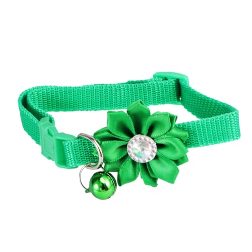 FONDOTIN Glockenhalsband für Haustiere Katzenhalsbänder Katze mit Glocke Collier Verstellbares Haustierhalsband Niedliches für Heimtierbedarf Haustier-Blumen-Halskette Green von FONDOTIN