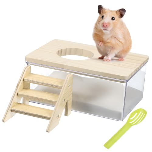 FONDOTIN Hamster Sandbad Set Mit Kleiner Sandbox Kletterschnecke Und Grüner Sandlöffel Ideales Badesand Zubehör Für Hamster Chinchillas Und Kleine Nager von FONDOTIN