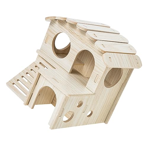 FONDOTIN Hamster Wood Ladder House Villa Doppelschicht Schlafhaus Chinchilla Hütte von FONDOTIN