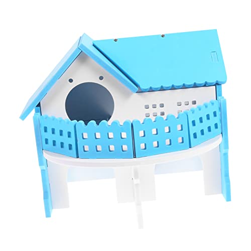 FONDOTIN Hamsternest meerschweinchen versteck Cartoon-Hamster-Versteck Kaninchen Hamstervilla kauen Wurf nagerhaus kleintierhaus Hamsterspielplatz Hamster kleine Villa PVC Blue von FONDOTIN