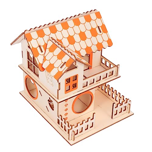 FONDOTIN Hamstervilla Protokoll Hamster Toilette Schwimmbad Multifunktionales Hamsterhaus Ratte Kleine Tierversteckhöhle Hamsterkäfig Puzzle- Käfige Hölzern Orange von FONDOTIN