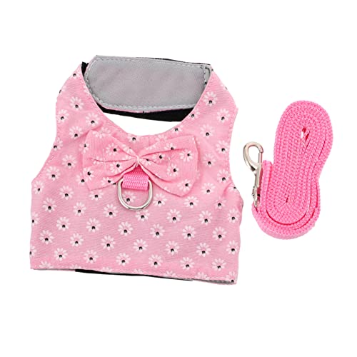 FONDOTIN Hasenkleidung Hasenträger Kaninchen Hund Schweinegeschirr Haustier hasenkostüme Bunny Costume hasenzubehör Kleintiergeschirr Bunny Outfit Weste mit Hasenbogen Hasenweste Stoff Rosa von FONDOTIN