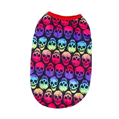 FONDOTIN Haustier Hund Pullover Dog Sweater Dog Clothes kleine hundekleidung Pullover für Hunde klein Schädelpullover für Haustierhund Halloween-Haustierpullover Reine Baumwolle Colorful von FONDOTIN