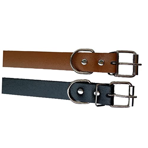 FONDOTIN Haustier Hundehalsband Kuhhalsbänder mittelgroßer Kragen Welpen hundekragen hundehalstuch Dog Collars Hundehalsband Leader aus Rindsleder Welpenhalsband Brown von FONDOTIN